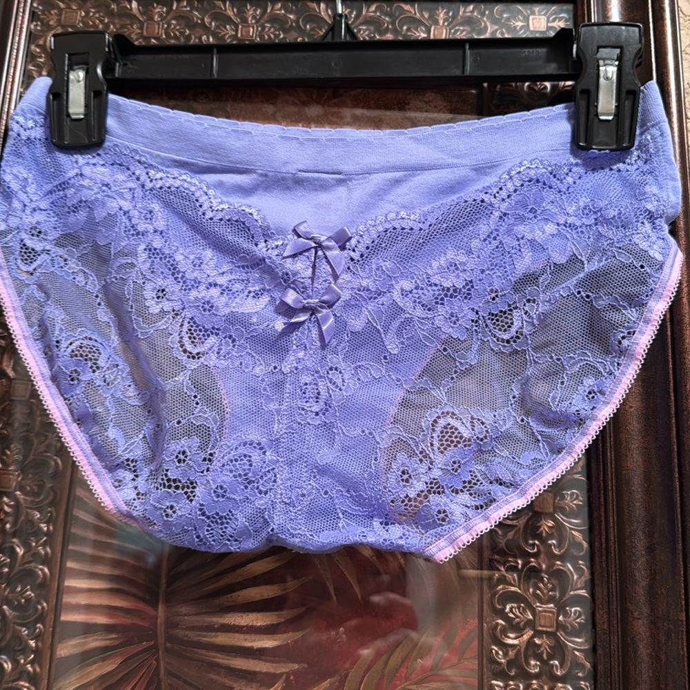 NWT RARE VINTAGE Victoria’s Secret Hip hugger. Lavender Blue with pink trim.